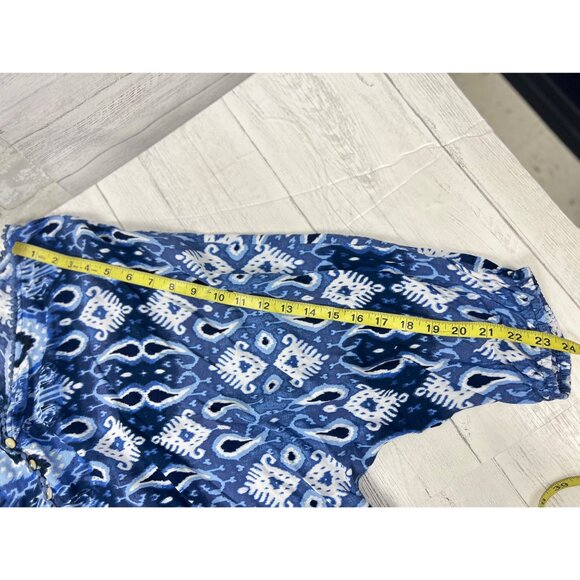 Avenue Womens Blue & White Boho Tunic Top With Button Details Size 22/24 - Picture 5 of 16